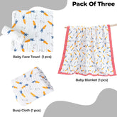 Baby Swaddle Blanket and Burp Cloth for Infants (Orange)